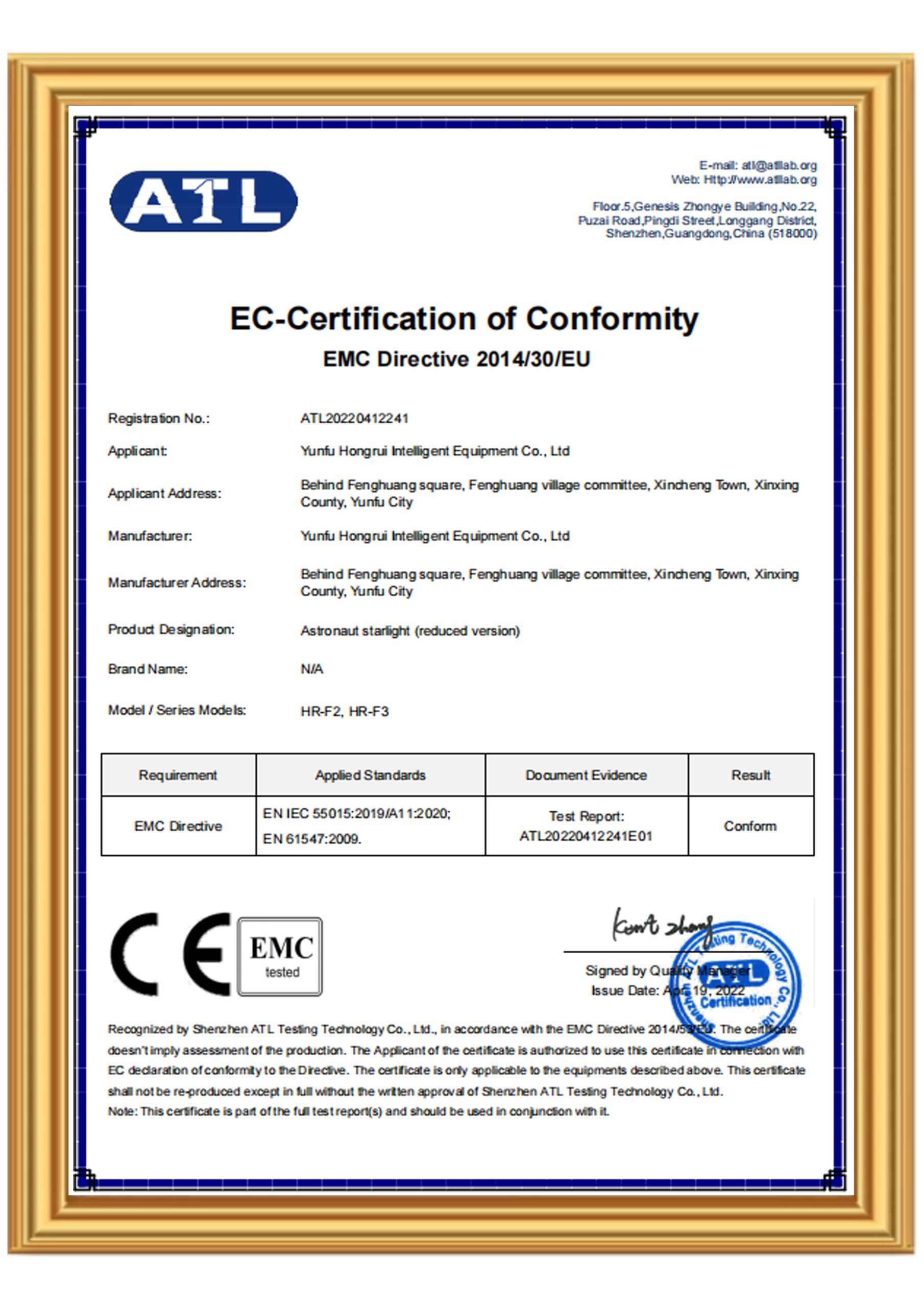 Projection Lamp Patent Certificates