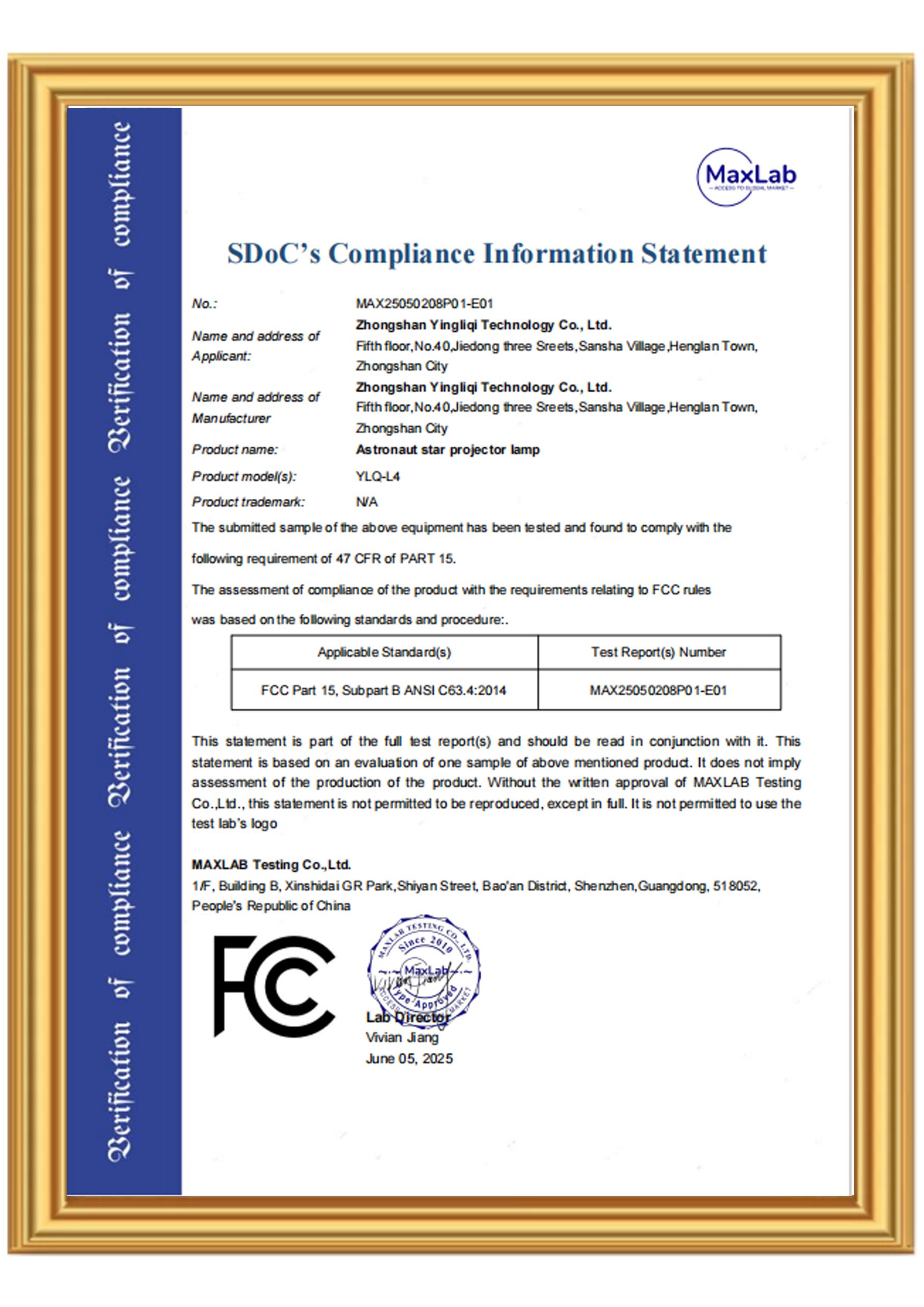 Projection Lamp Patent Certificates