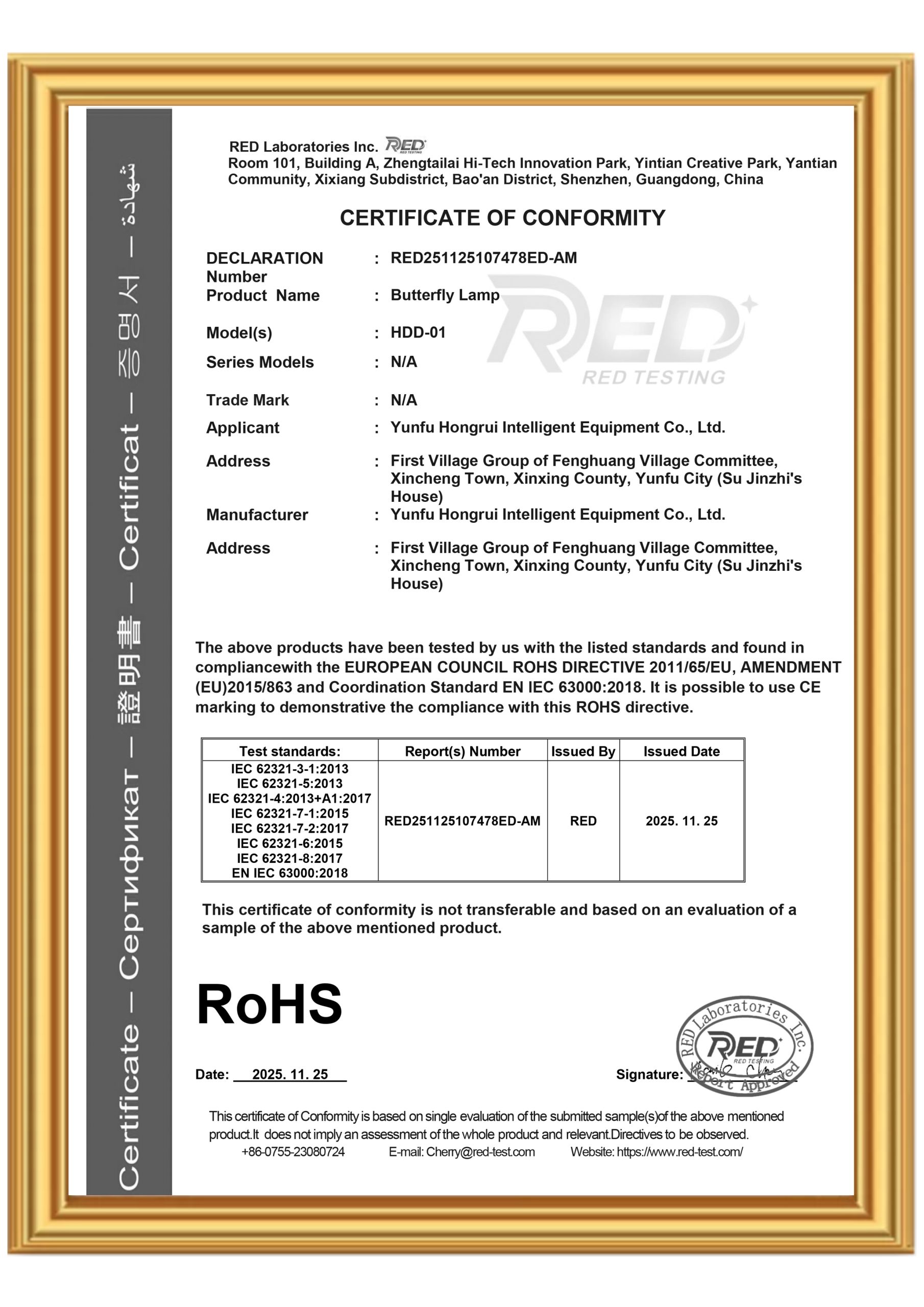 Projection Lamp Patent Certificates