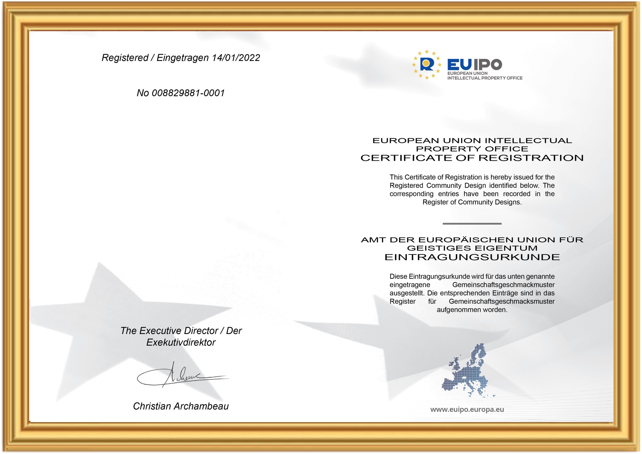 Design Patent Certificate